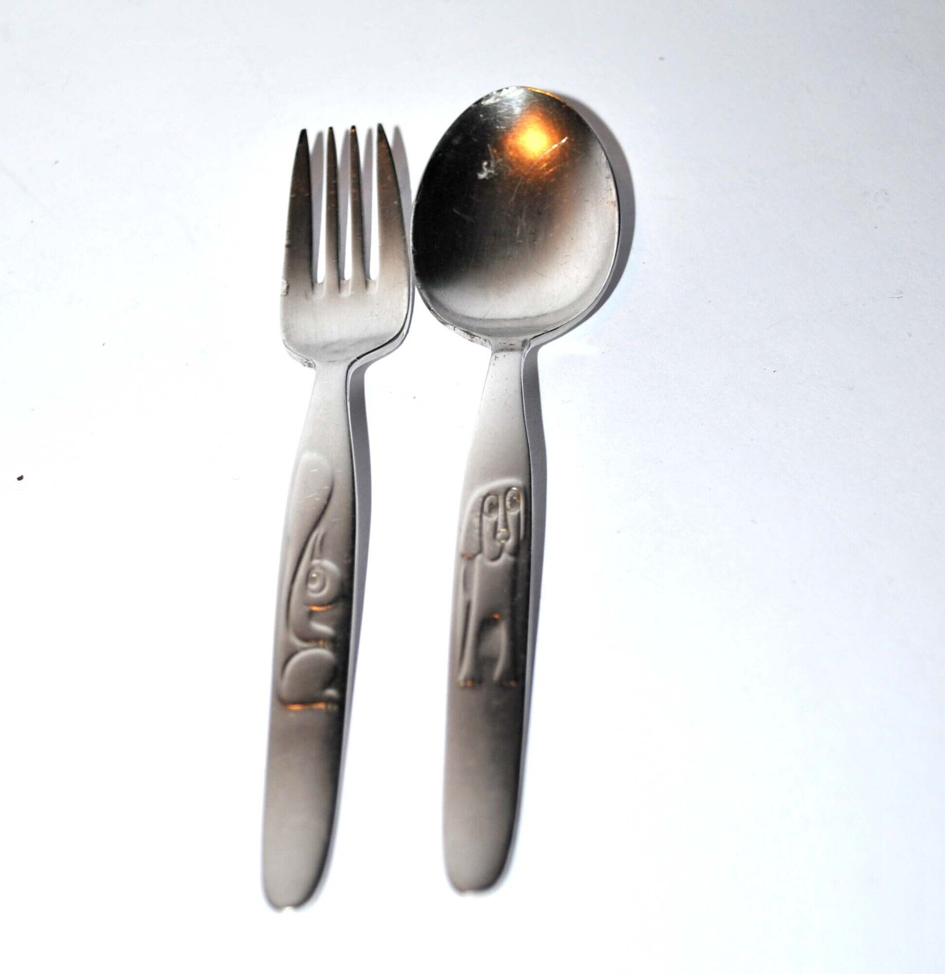 Vintage stainless steel children's cutlery - dog and squirrel germany