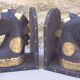 Horse bookbands in carved wood and brass