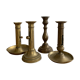 Set 4 vintage brass candlesticks patinated