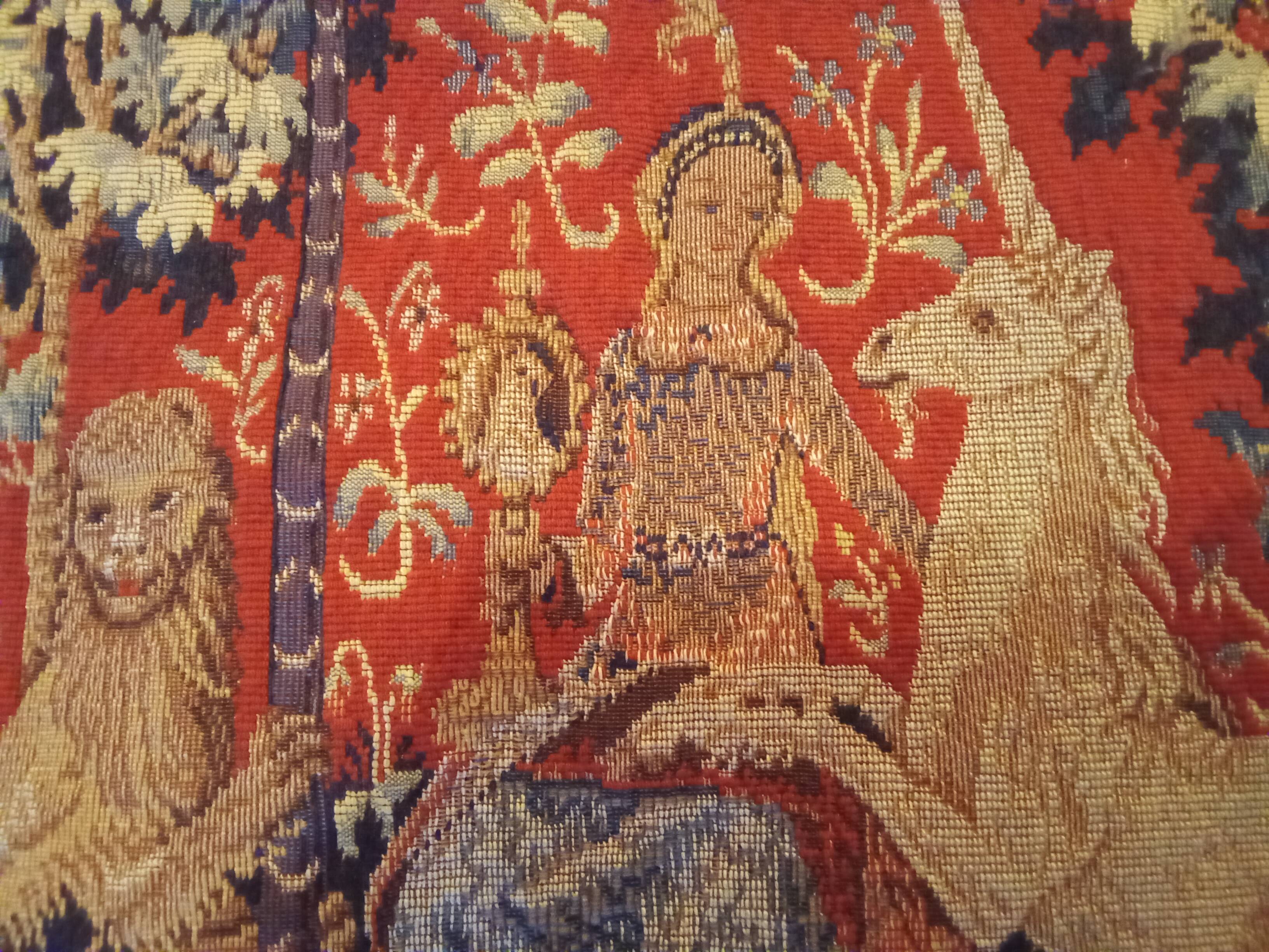 Antique tapestry from Halluin: The Lady and the Unicorn