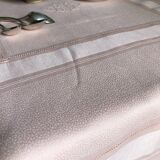 Old damsed tablecloth in linen and silk coral