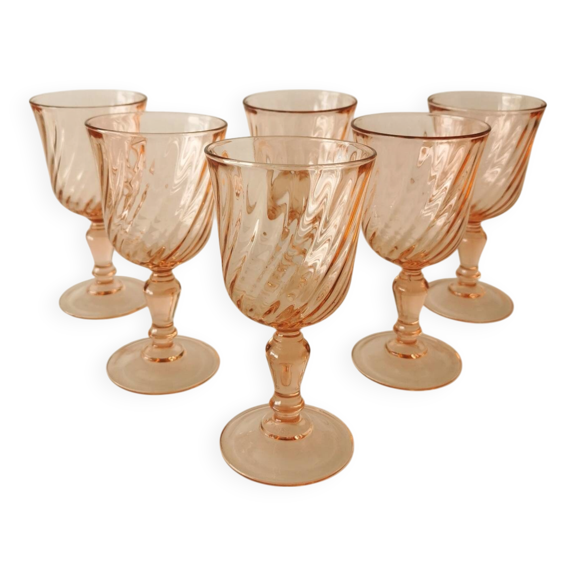 6 Rosaline Arcoroc Vintage Stemmed Glasses