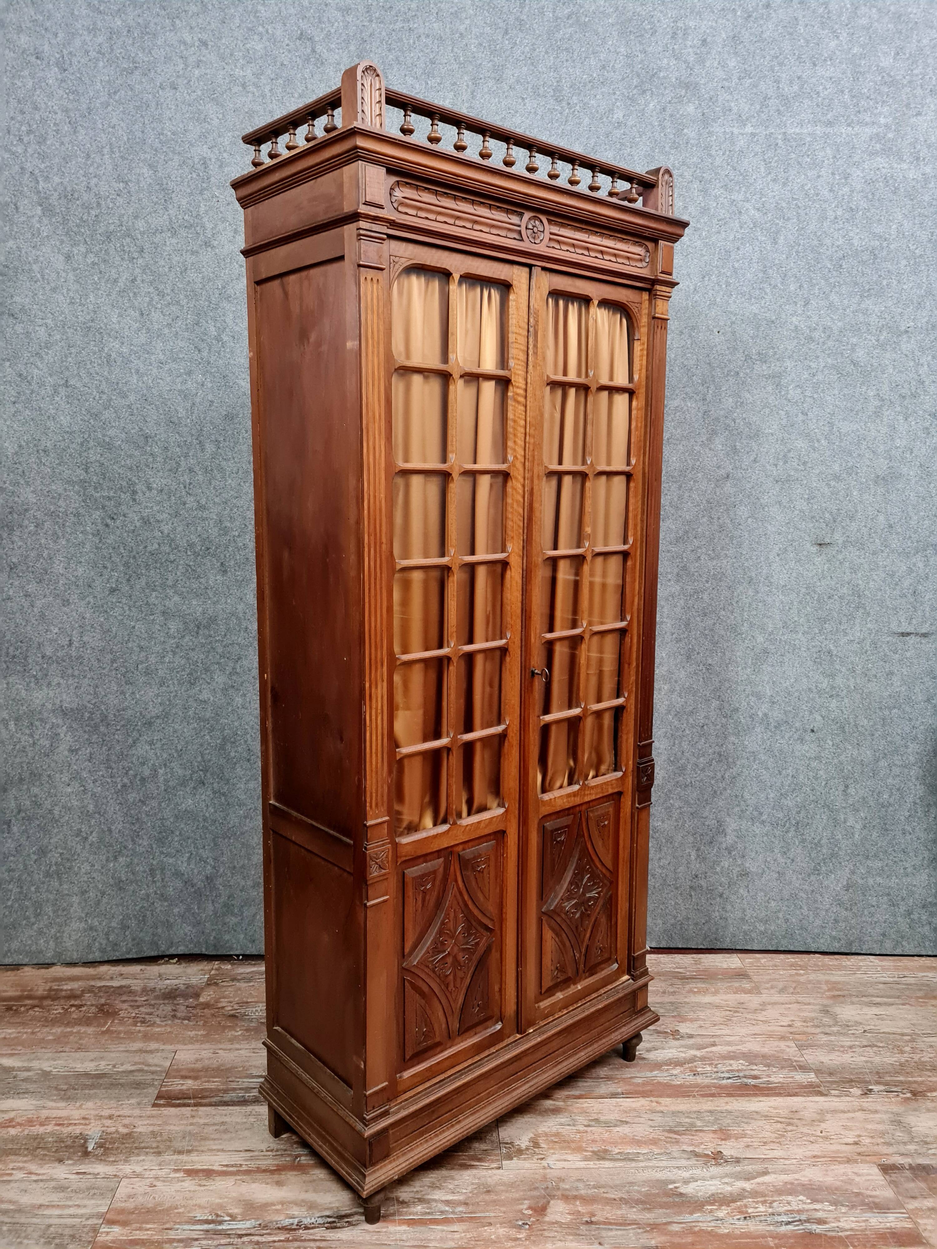 Louis XVI library in solid walnut with blonde patina around 1850