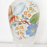 Opaline glass vase with hand-painted flowers, 1900