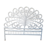 Peacock rattan bed head white