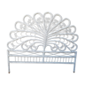 Peacock rattan bed head white