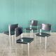 Lot de 4 chaises de salle à manger postmodernes en cuir noir Matteo Grassi, Italie, années 1980