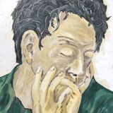 Oil on wood painting male portrait