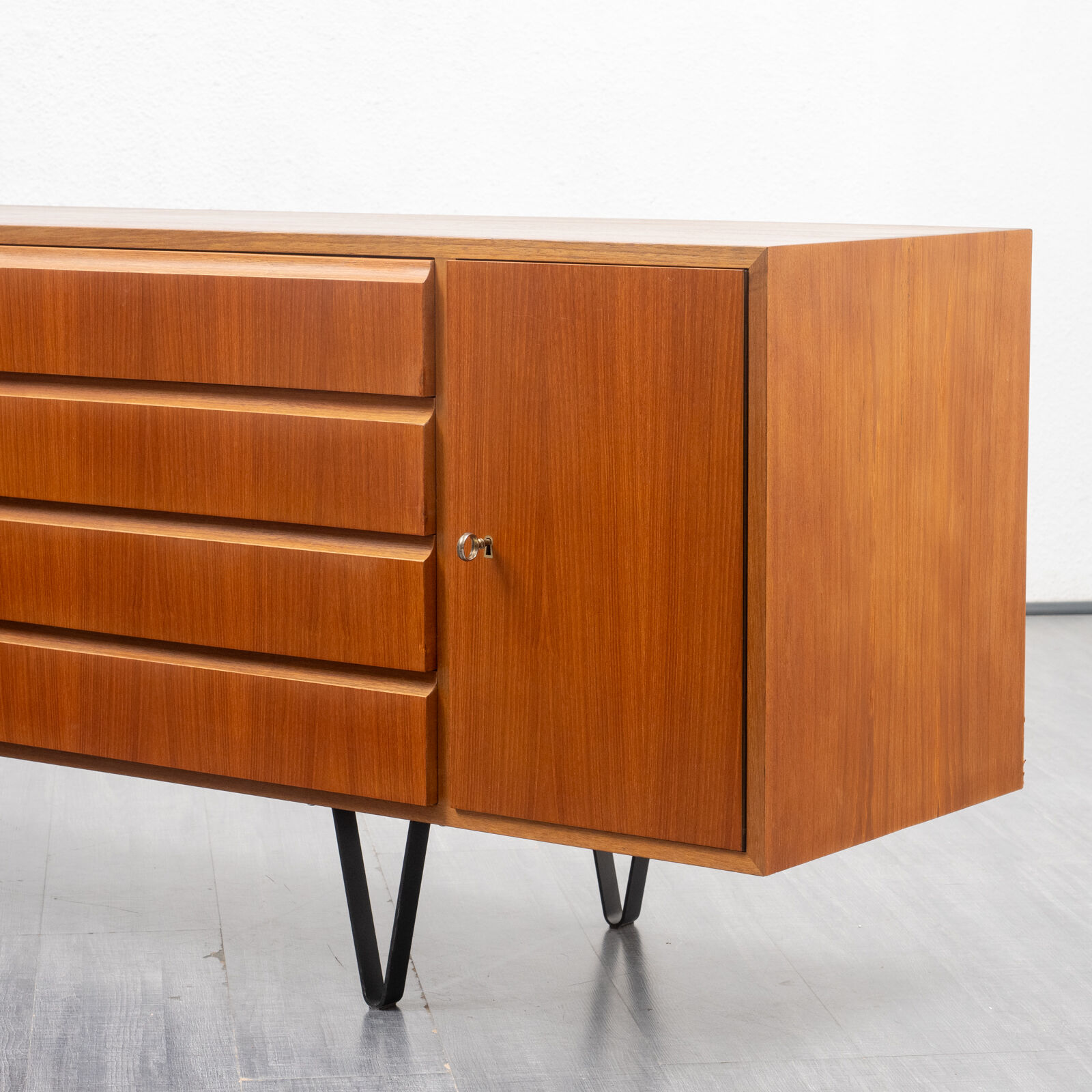 Very large enfilade, 60s, teak, restored, 293cm