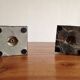 Pair lamp of nightstands in marble, brass and glass Harlequin