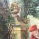 Trumeau mirror painting scene gallant gilded wood