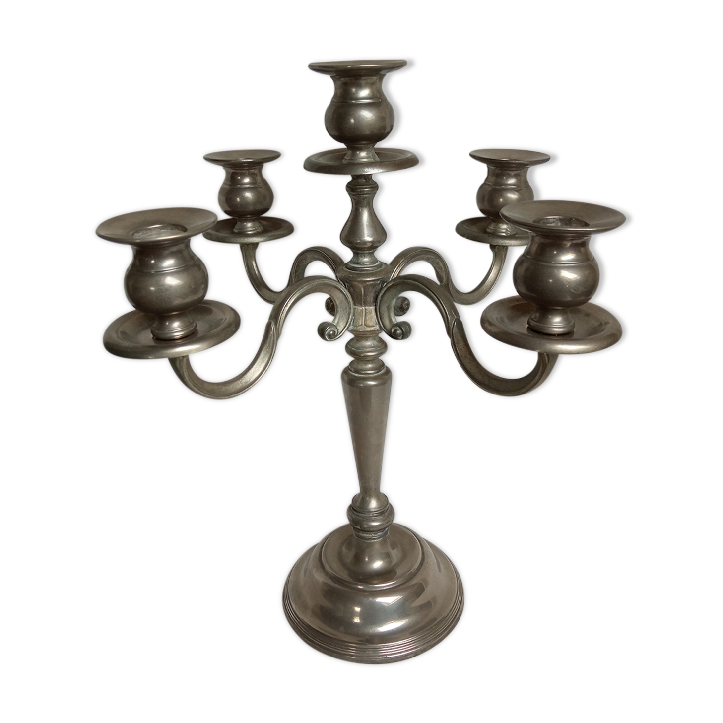Candle holder 5 lights in silver metal