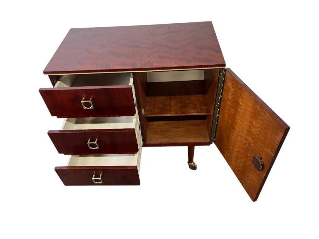 Vintage wooden wardrobe / small wardrobe on wheels