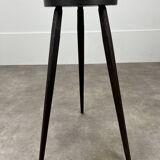 4 brutalist tripod bar stools, solid wood, 1950s