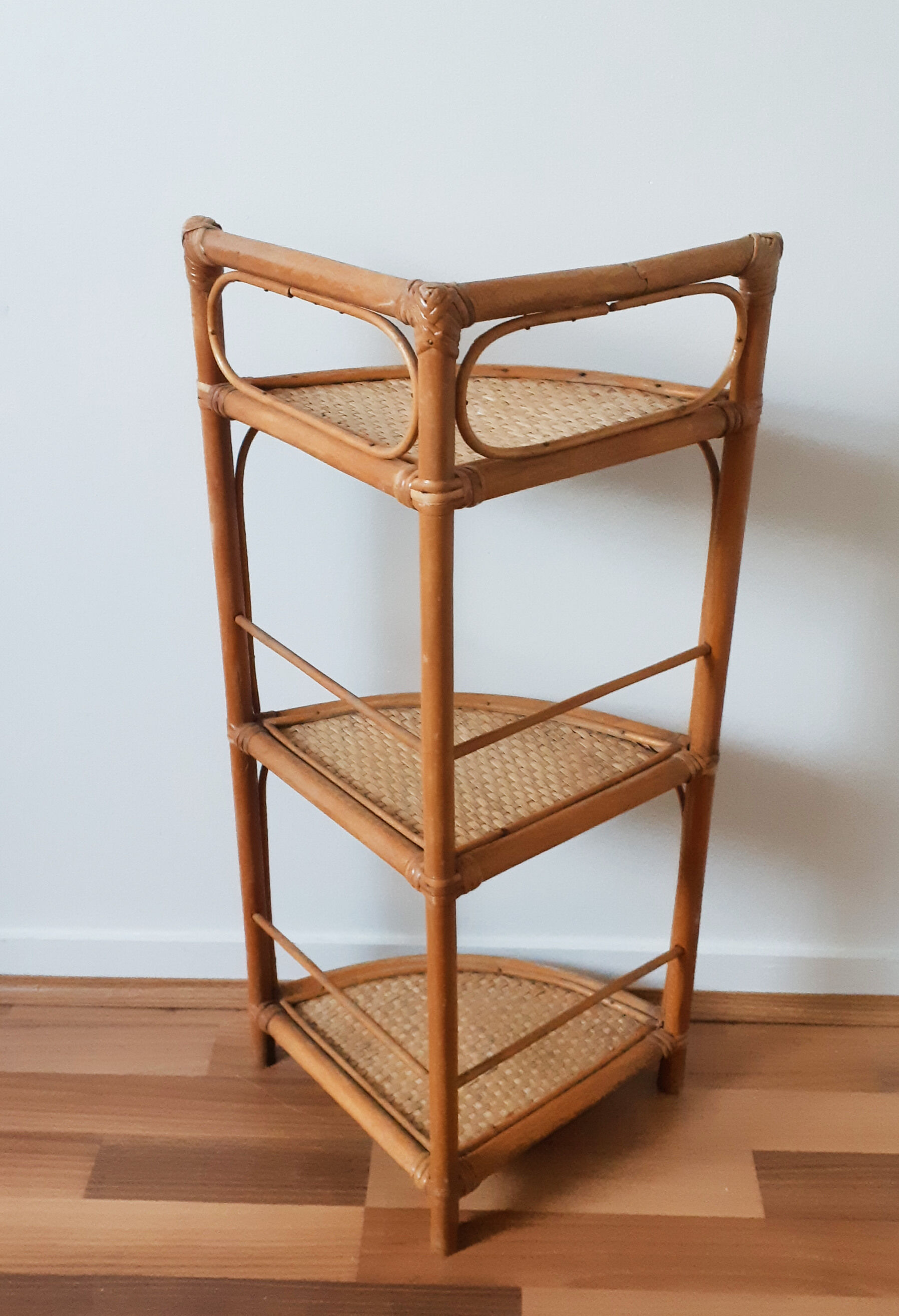 Rattan corner shelf , 50s , vintage French