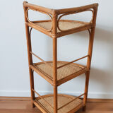Rattan corner shelf , 50s , vintage French