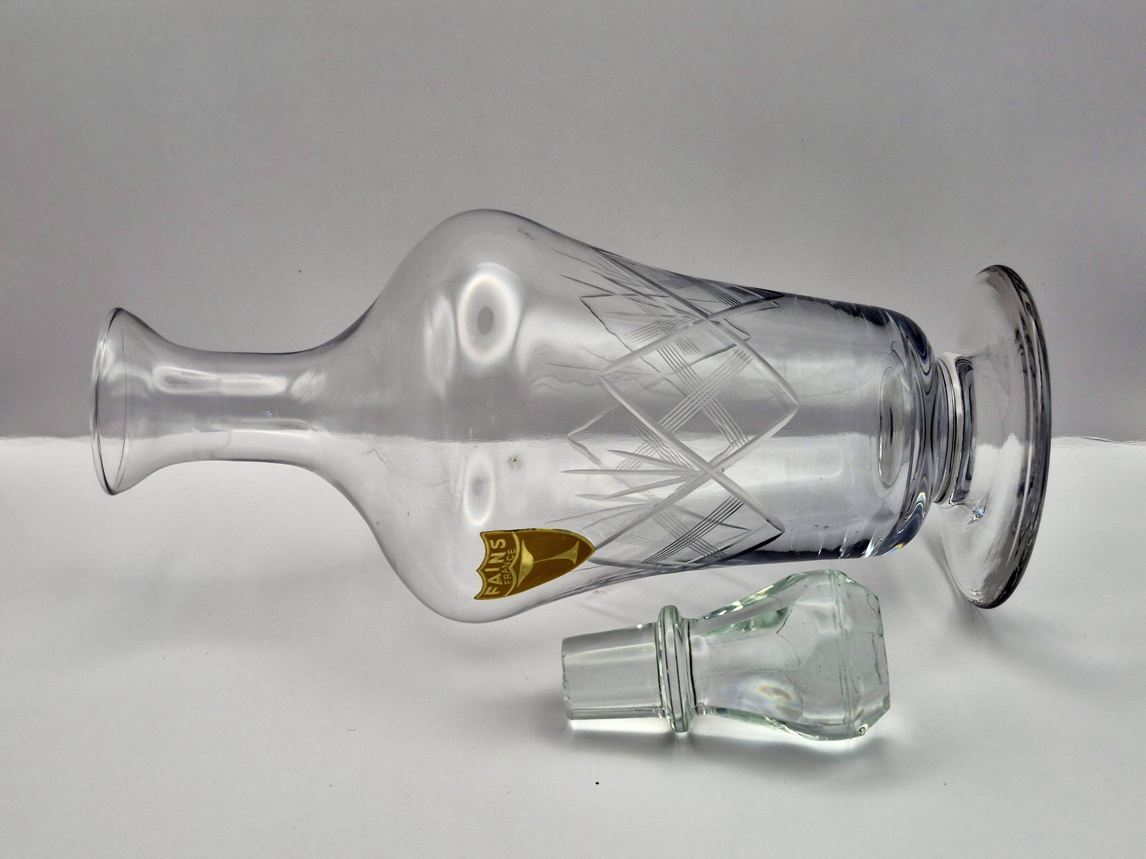 Crystal wine carafe from Fains – Original label, Original stopper
