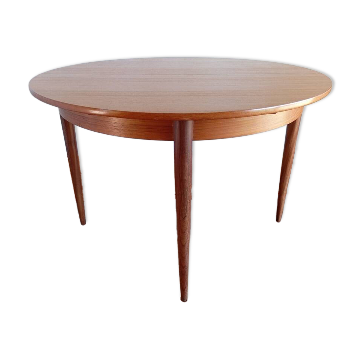 Scandinavian round extendable teak table