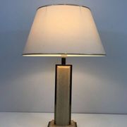 Table Lamp in Travertine and Gold Chrome, French Work, circa 1970