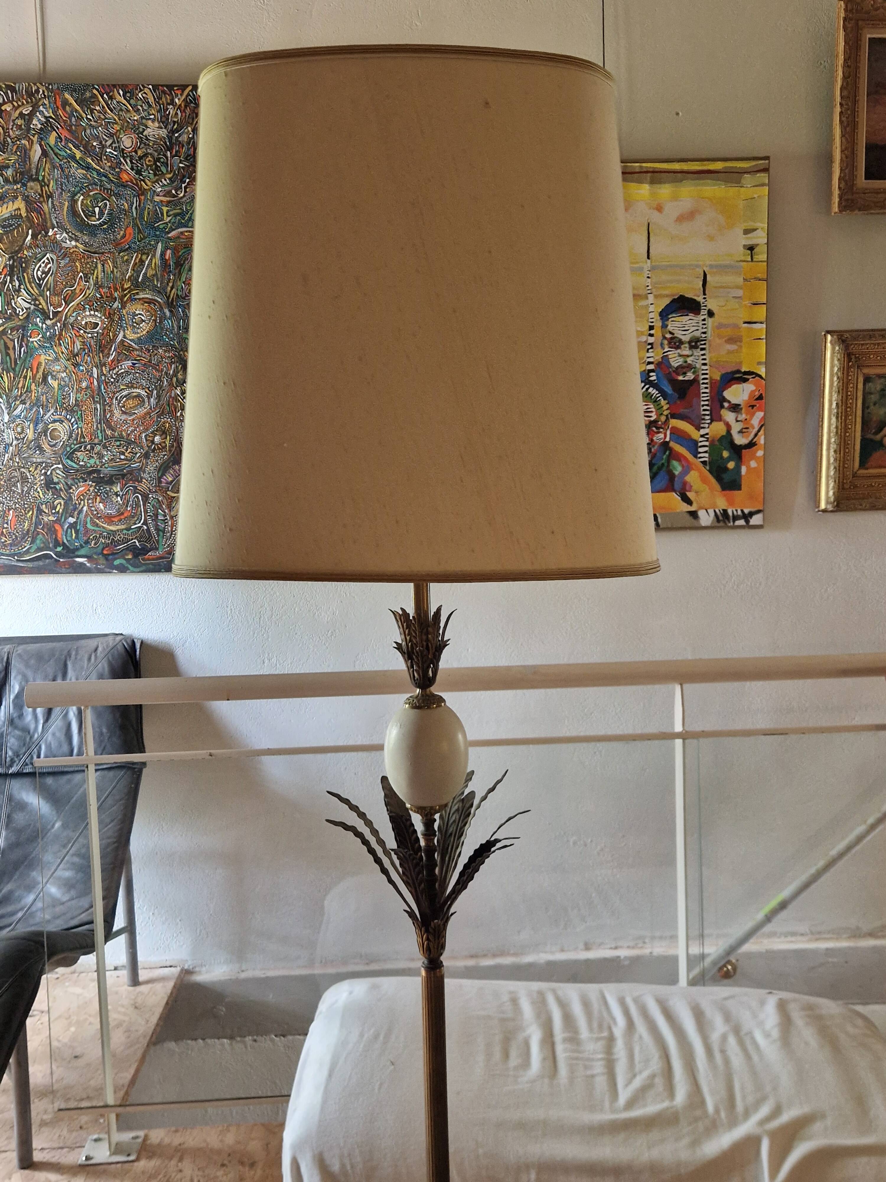 Lampe oeuf d'autruche et ananas style Jansen