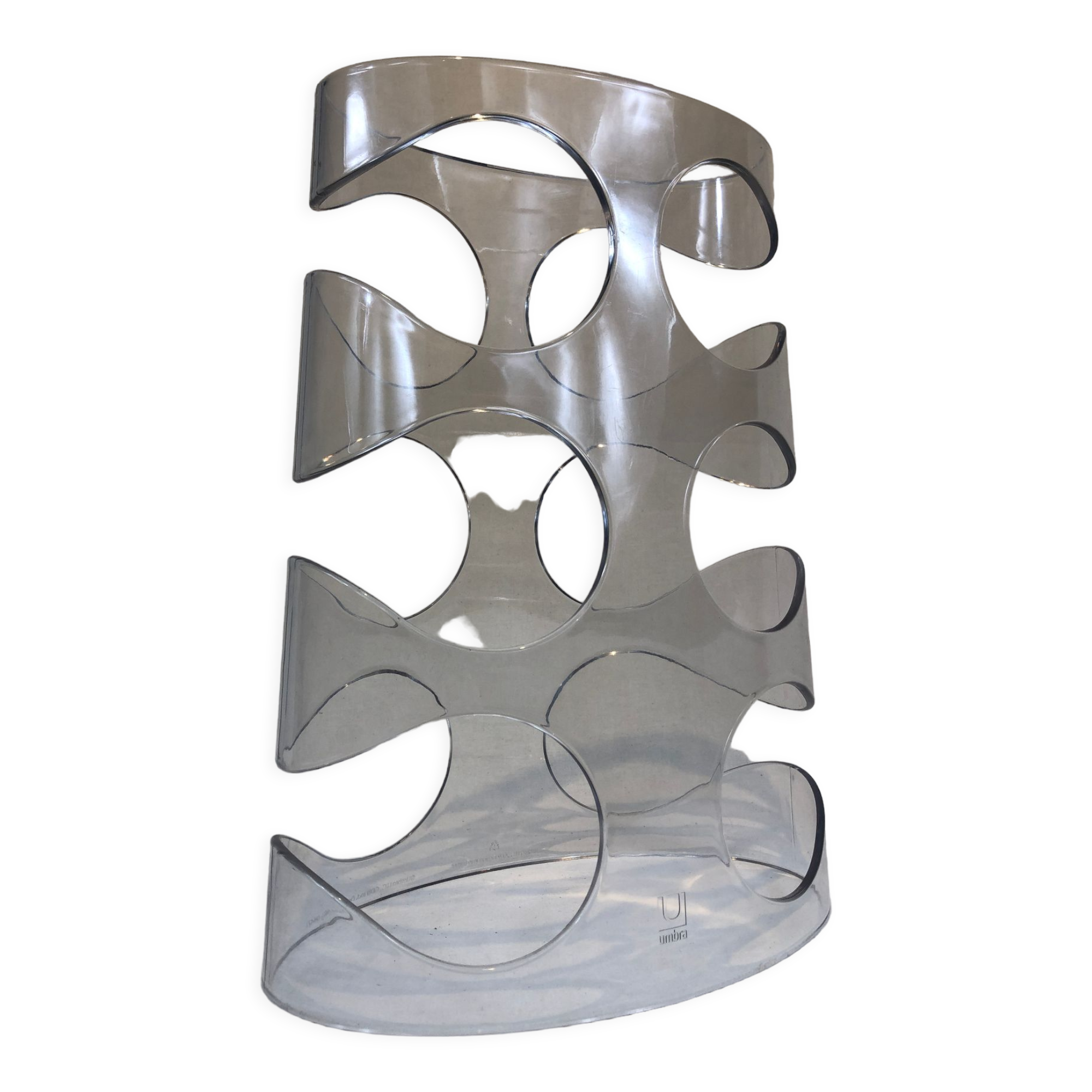 Transparent plexiglass bottle holder Umbra design Ran Lerner