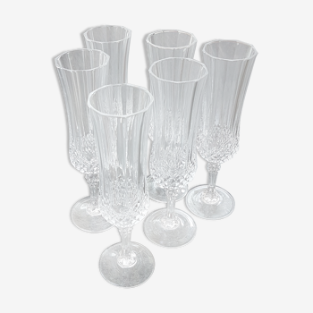 Set of 6 crystal champagne flutes