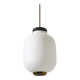 Chandelier in white opaline glass and brass, 1950s