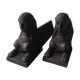 Pair of old chenets sphinx cast iron deco back from egypt