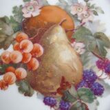 Set of 5 antique Limoges porcelain plates L.J.V with fruit decoration