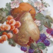 Set of 5 antique Limoges porcelain plates L.J.V with fruit decoration