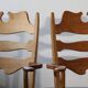 Vintage Brutalist Oak Razorblade Green Striped Armchair by H Kjærnulf, 1960