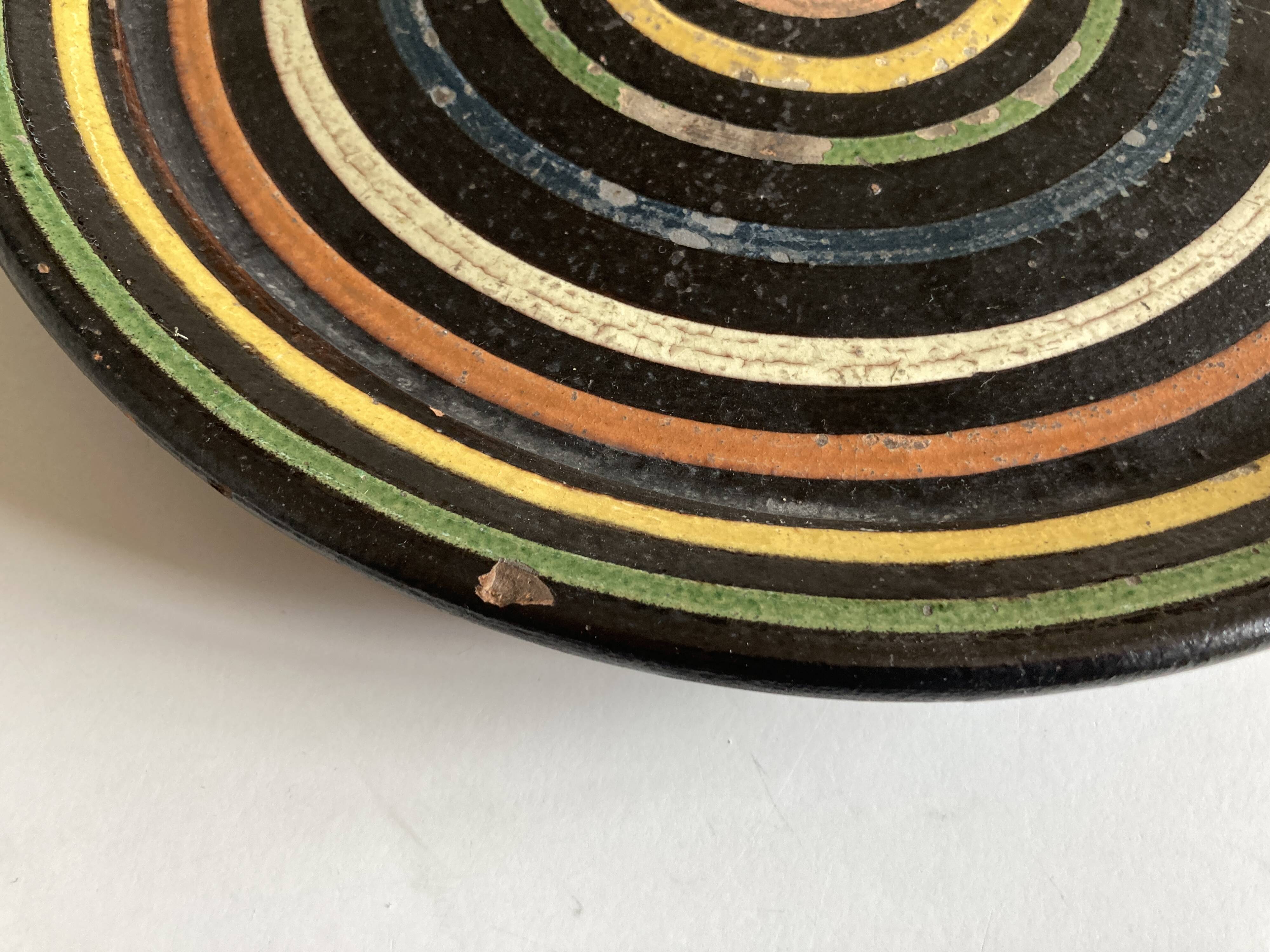 Plat XL centre de table en terre cuite vernissée céramique 1950