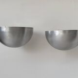 Paire d'appliques XL vintage, métal brossé, Italie, 1970