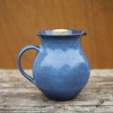 Stoneware wine pitcher with ice cube reserve, stoneware carafe, refresher pitcher