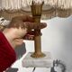 Marble table lamp and antique golden column