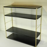 Black and gold metal wall shelf from the 1960s