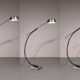 Iconic 1970s chrome arc floor lamp with adjustable swing arm, 1970 Italy