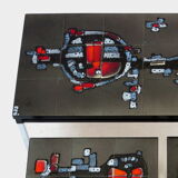 Vintage Adri Belgique ceramic nesting tables mimiset: 1 coffee table and 2 sidetables, 1960s