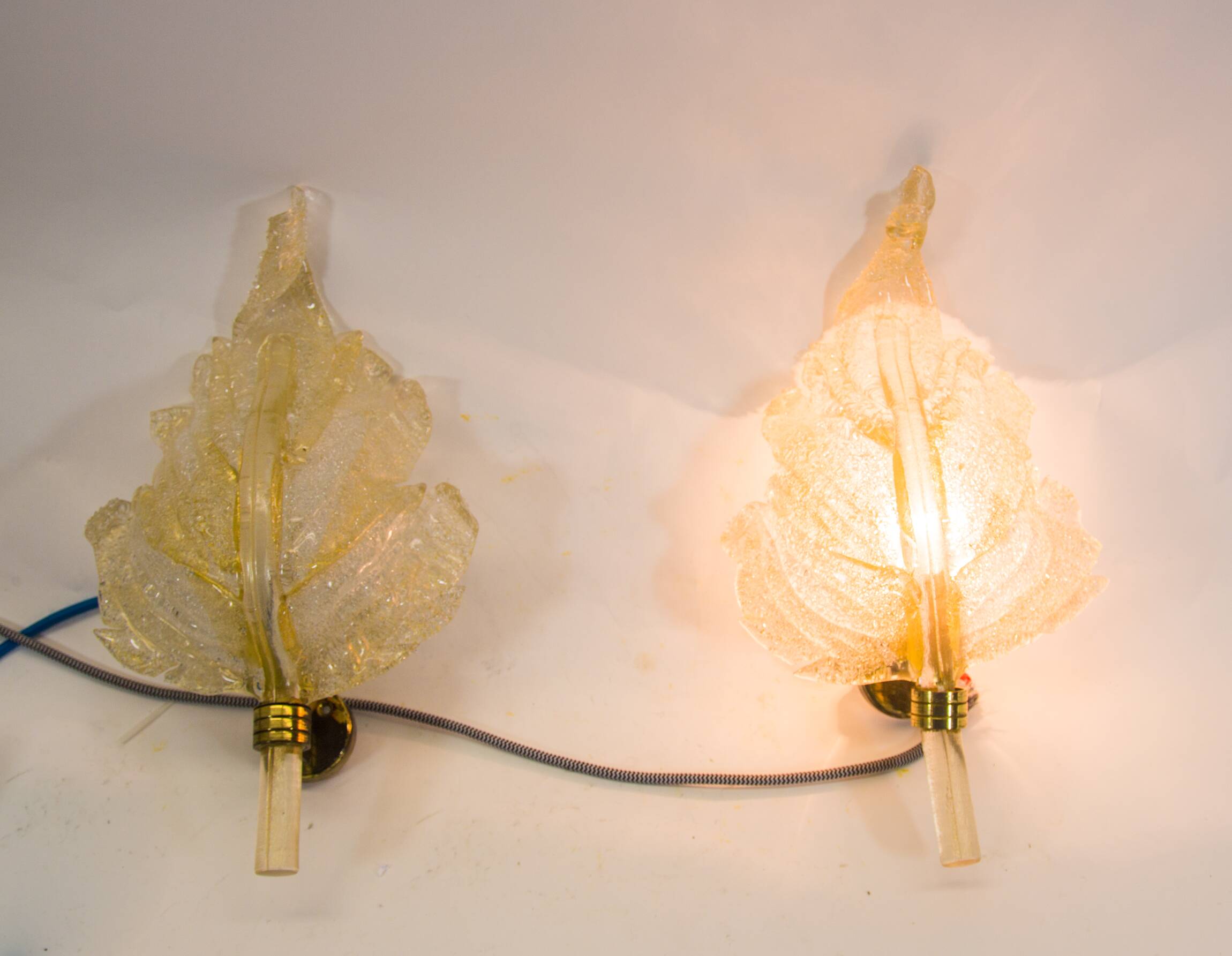 Barovier & Toso wall sconces| Set of 2 | Gold flake glass | Vintage 70's