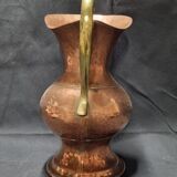Lot copper pitcher and marble ashtray