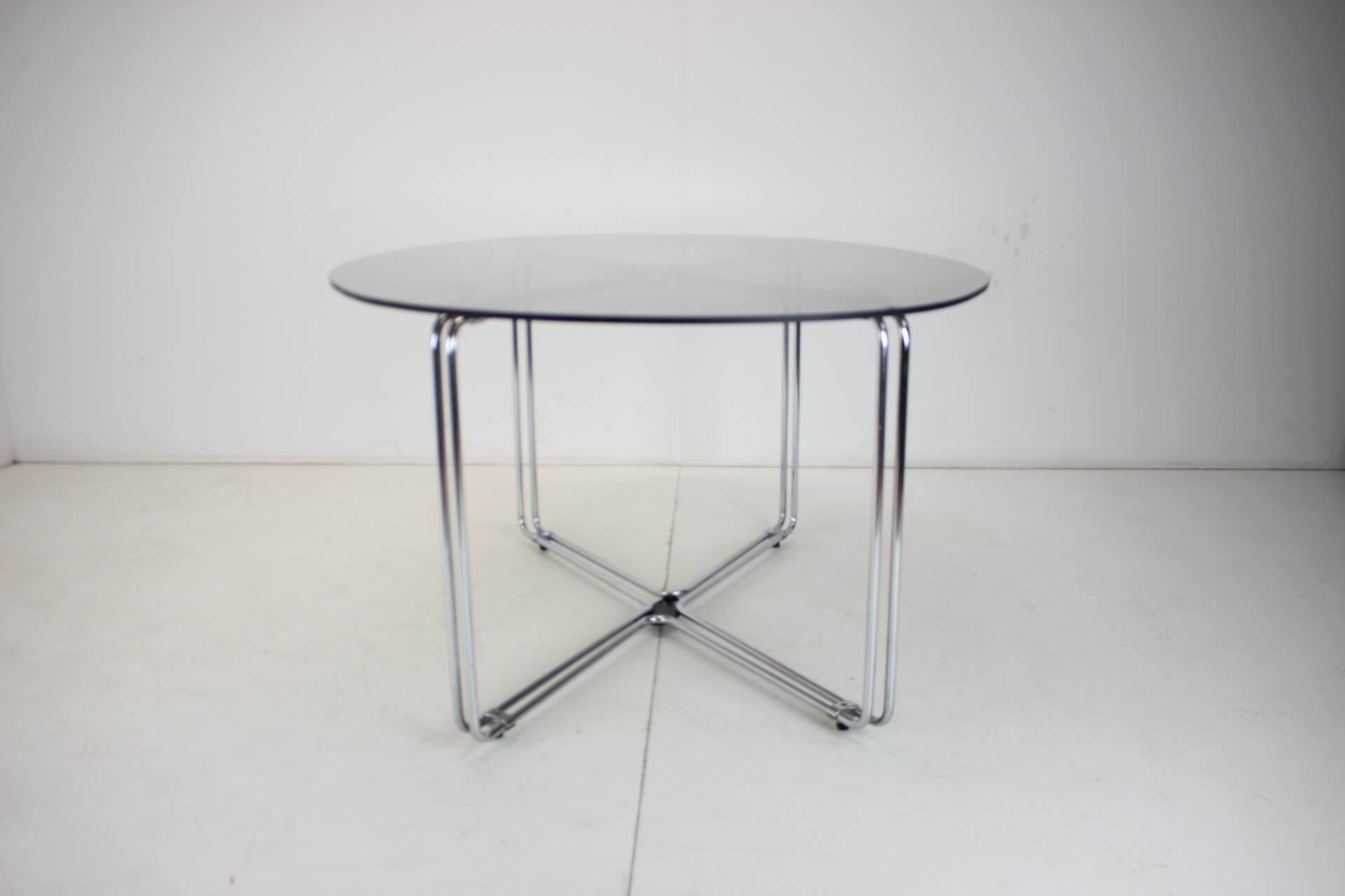 Midcentury Chrome and Glass Dining Table, Italy, 1970s