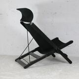 Armchair by Tord Bjorklund, black wood, steel and canvas. Ed. Ikéa, circa 1990.