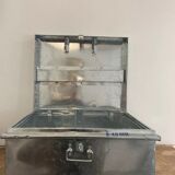 Metal box with lock for padlock
