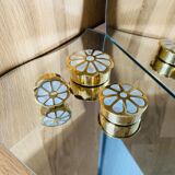 Trio of brass and mother-of-pearl boxes