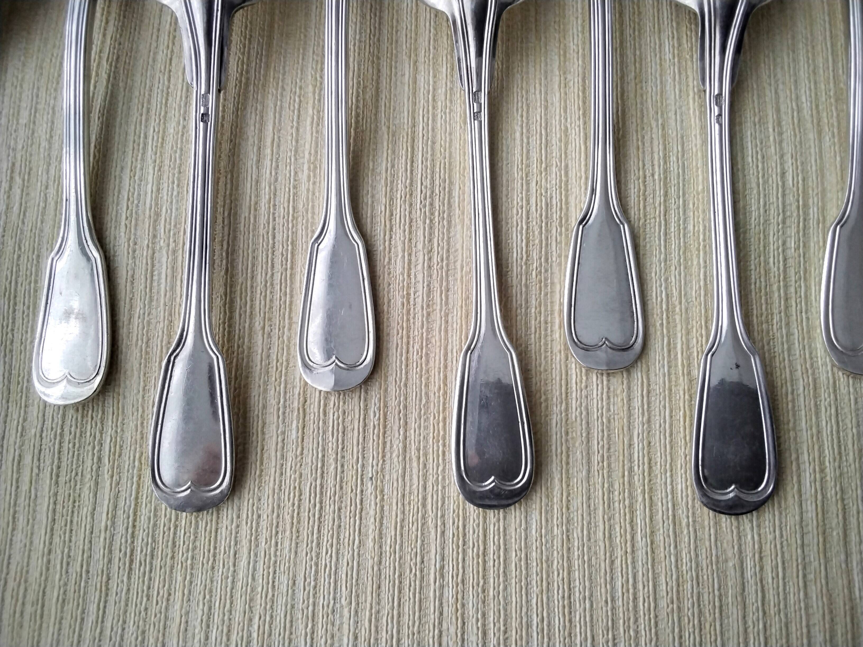 12 Coffee spoons in silver metal Net model