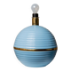 XXL light blue ceramic table lamp with gold band, Italy 1980s, Hollywood Regency