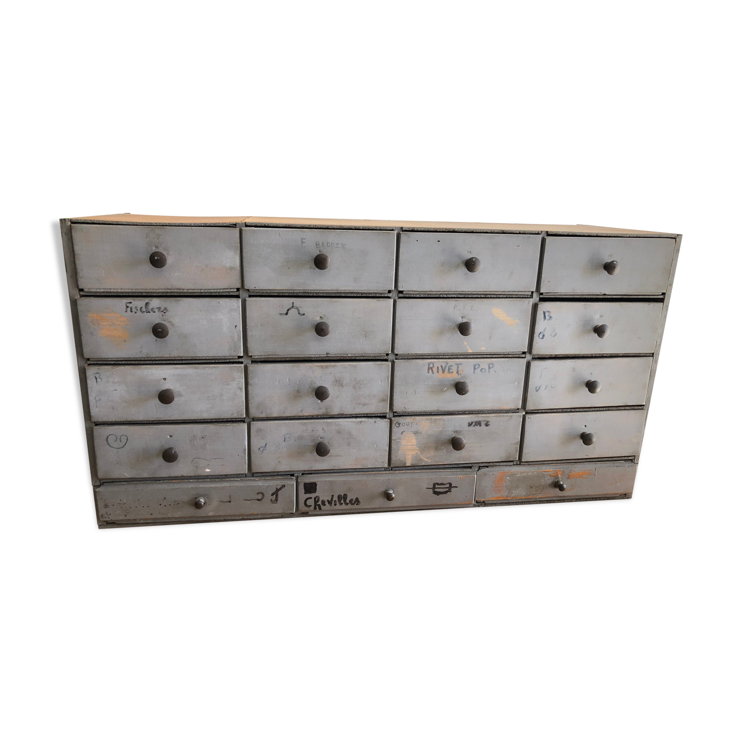 Furniture drawers patinated