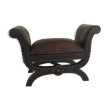 Repose pieds en cuir forme curule