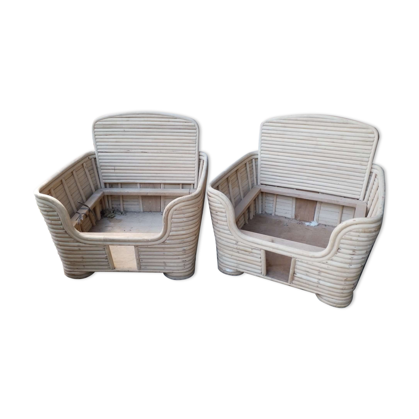 Pair of rattan armchairs