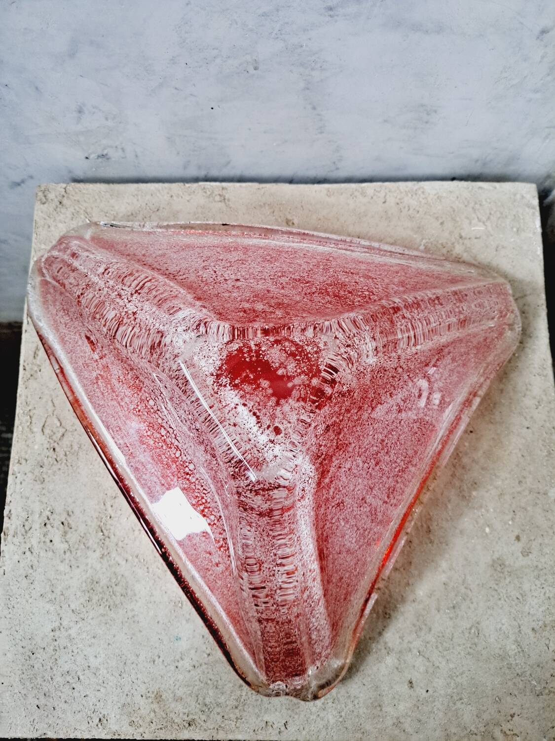 Vintage large Murano bubble glass empty pocket